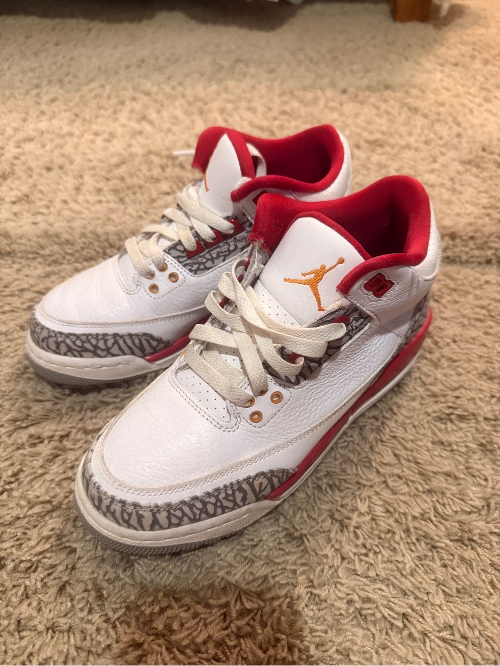 Jordan Kids White and Red Retro Basketball Sneakers with Elephant Print